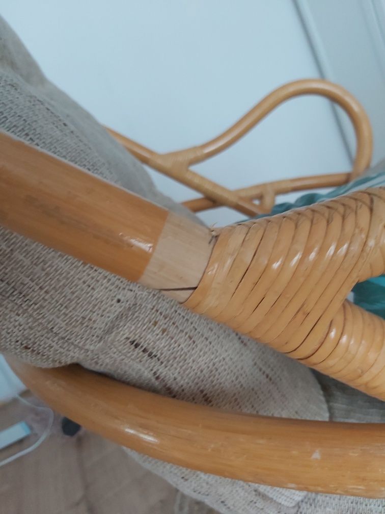 Fotel obrotowo-bujano bambus boho