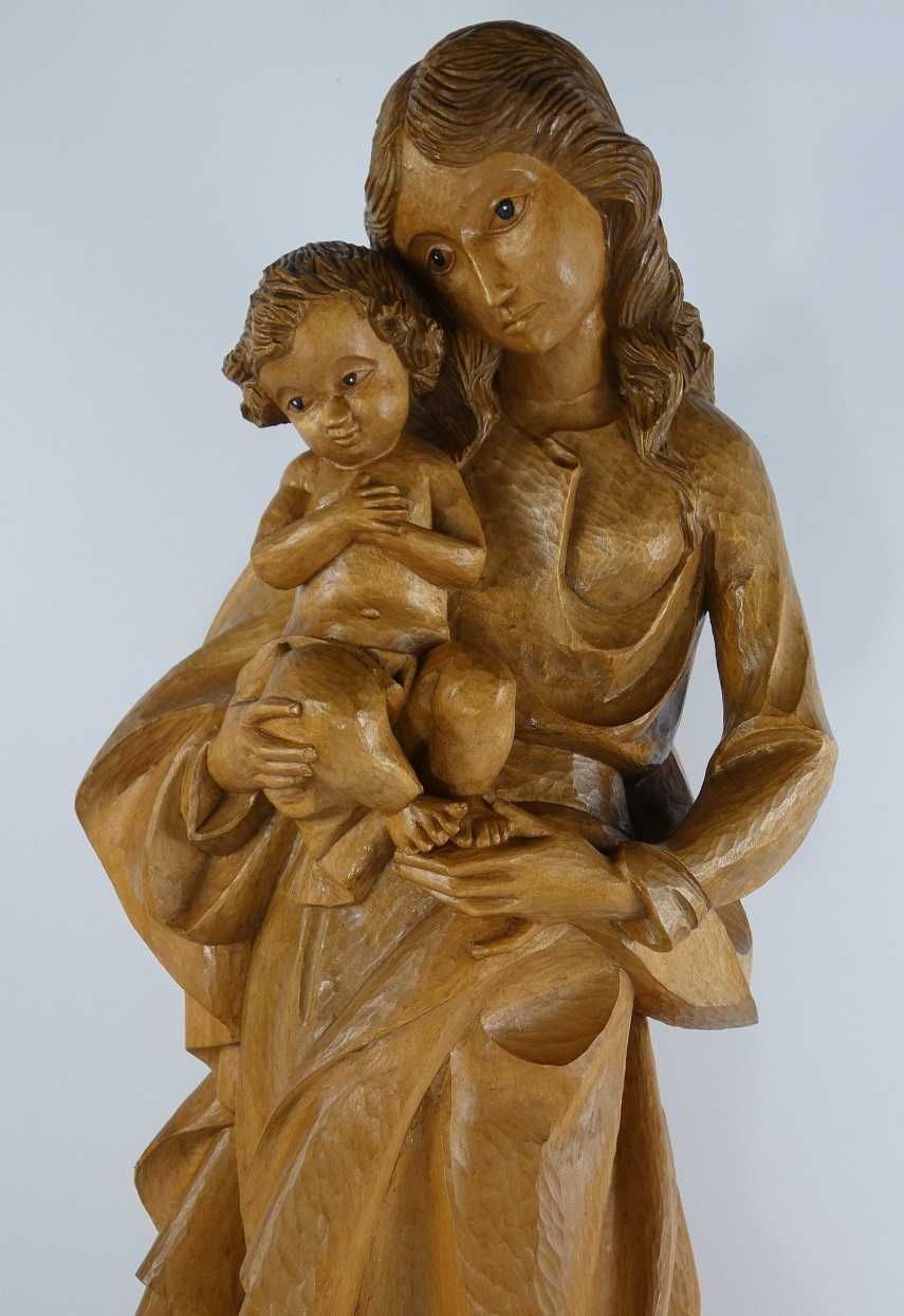 Figura rzeźba MARYJA z Dzieciątkiem Jezus drewno 69 cm Madonna