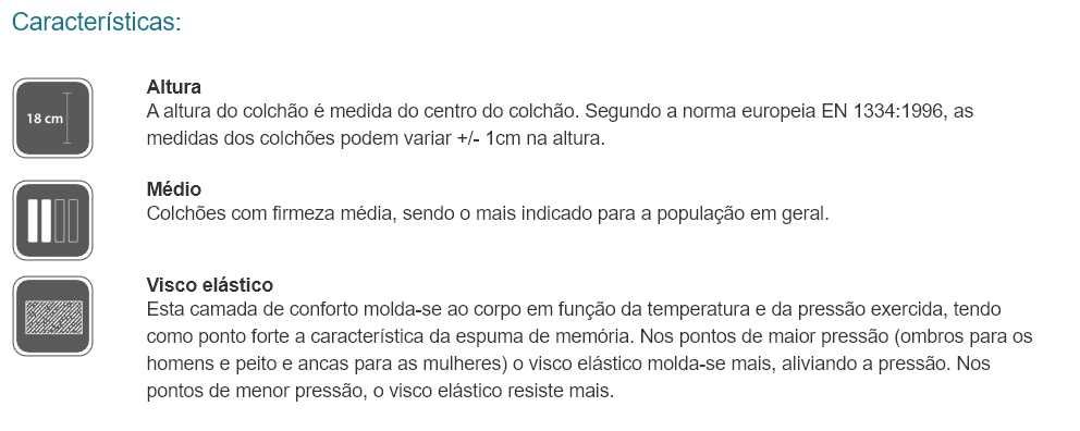Colchão de casal/Colchão Viscoelástico Duplo (Só Colchão)