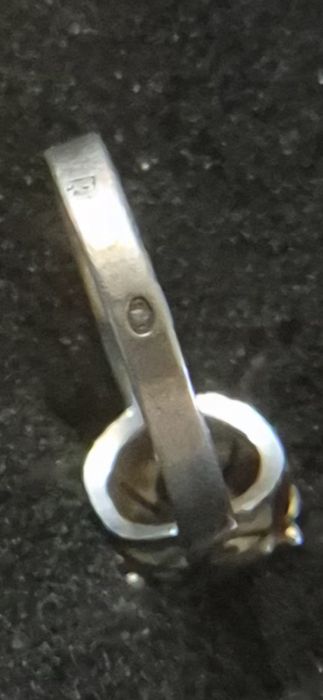 srebrny pierścionek warmet PRL plus kolczyki