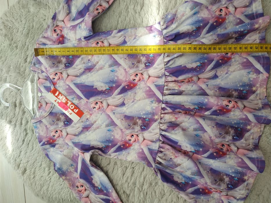 Nowa sukienka na długi rękaw/fiolet/Elsa/Kraina Lodu/handmade/r.92/98