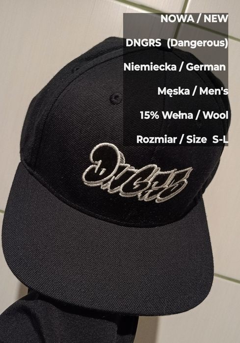 DNGRS  Nowa  Niemiecka męska czapka bejsbolówka, 15% Wełna, Roz. S-L