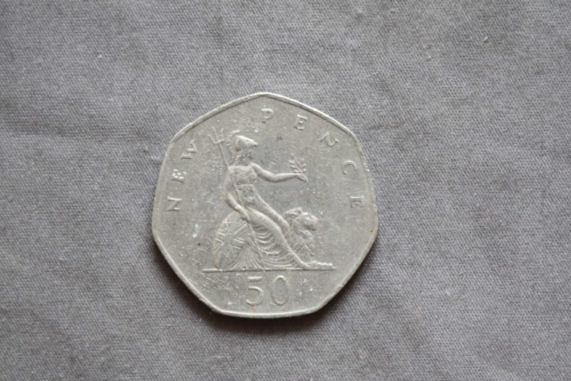 Monety angielskie 50 pence 1973 i 1980