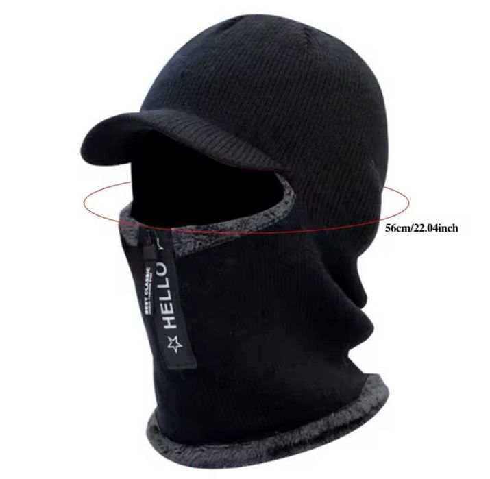 Kominiarka, czapka z daszkiem jesień,zima,wiosna, ochrona głowy,czarna