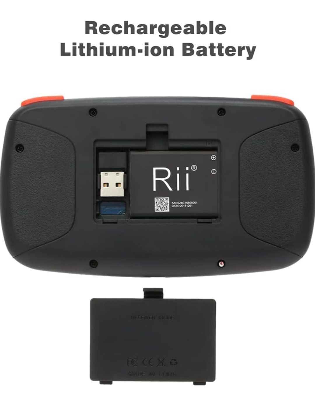 Rii (Оновлення) i4 Mini Bluetooth Keyboard with Touchpad, Blacklit Por