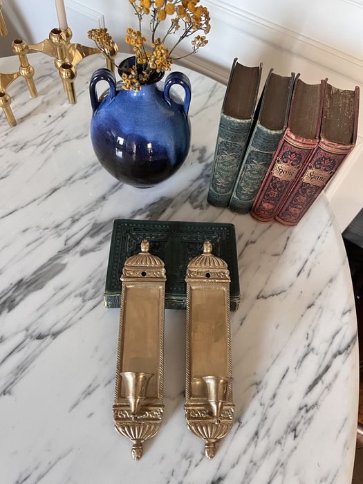 2 sztuki para świeczniki mosiężne mosiądz USA midcentury mosiadzu