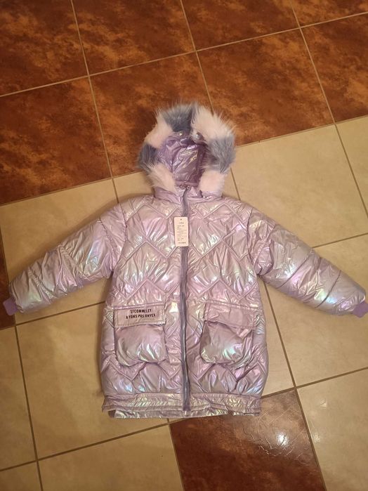 Kurtka dziewczęca zimowa holo dla dziewczynki różowa