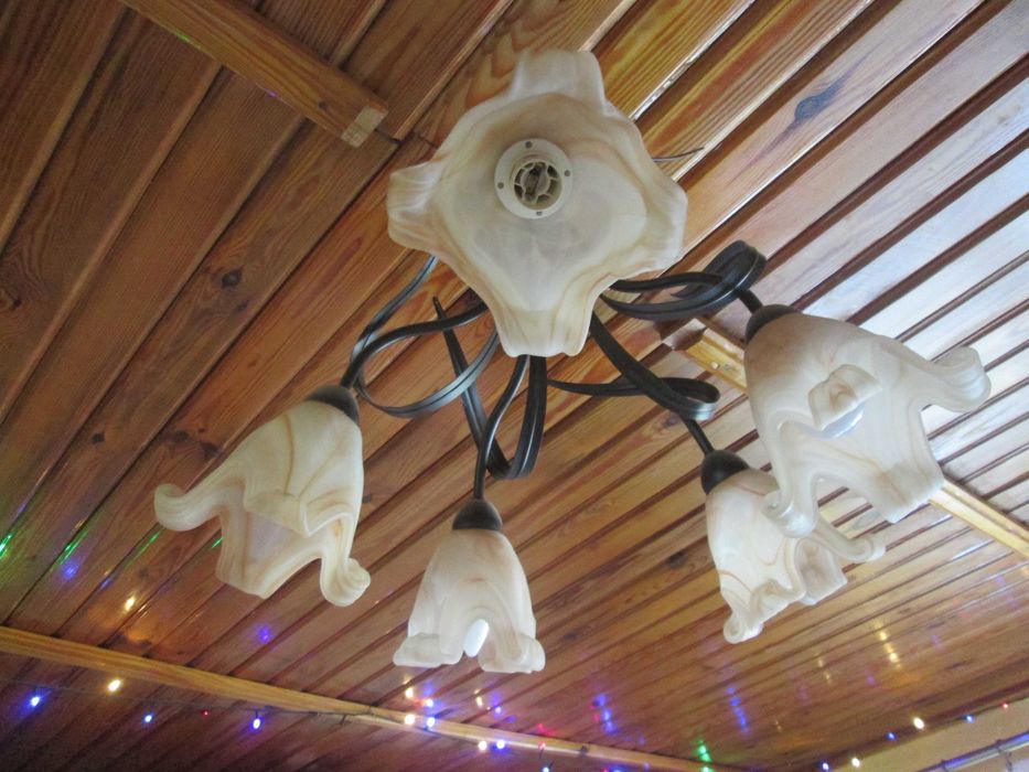 Żyrandol na 5 żarówek  klosz w kształcie kwiata Okazja