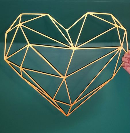 Serce geometryczne zlote - dekoracje weselne