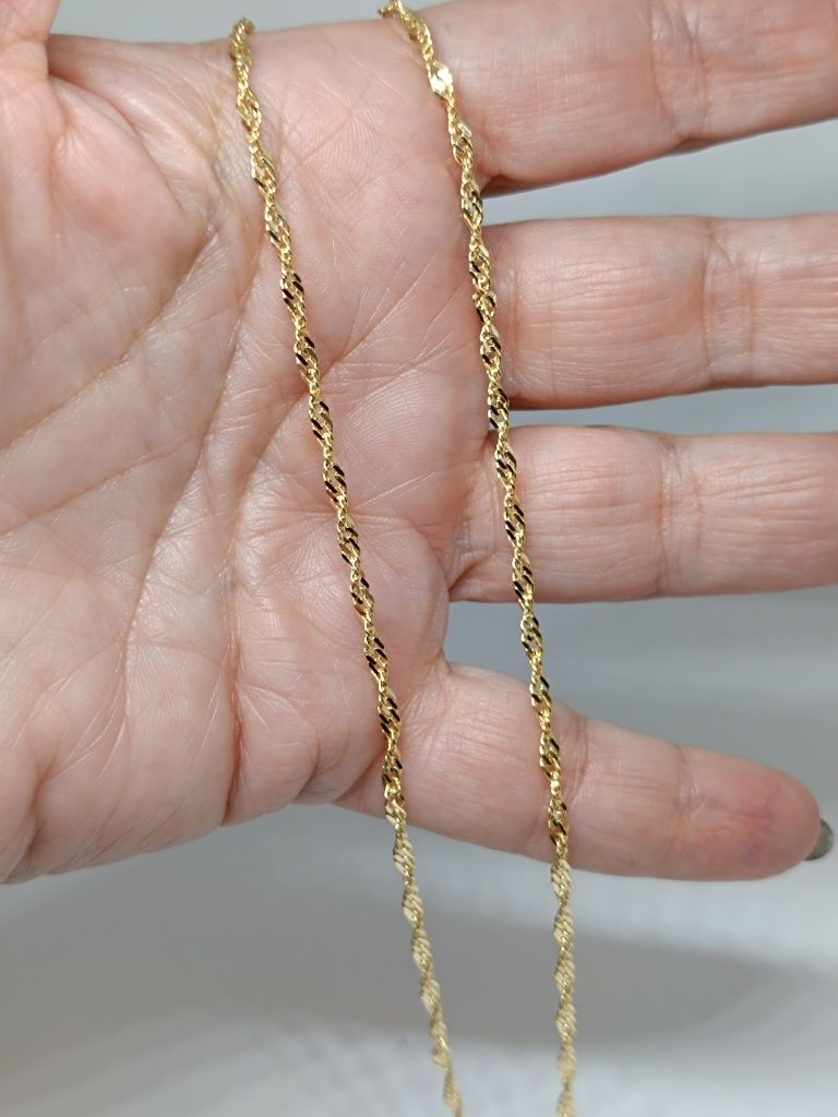 Złoty łańcuszek splot Singapur 50cm, złoto próby 585