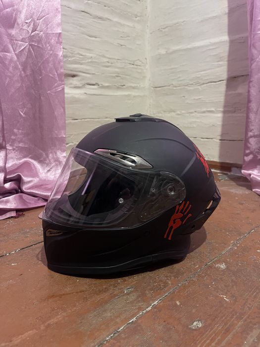 Мотошолом чорний матовий (в комплекті 2 візори)