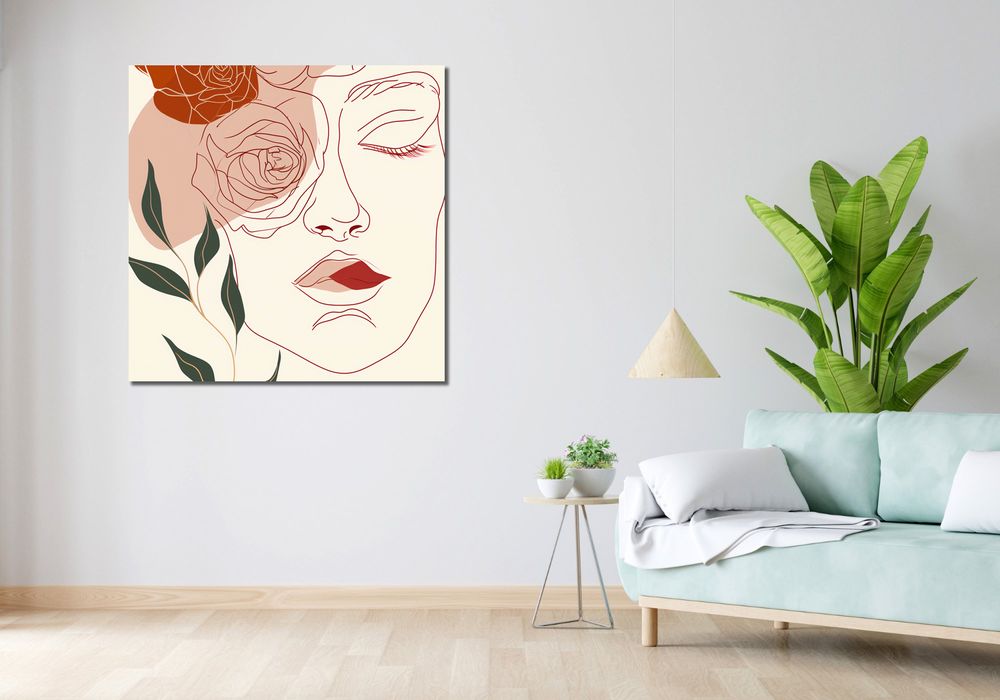 Obraz 100x100cm Beż i Twarz