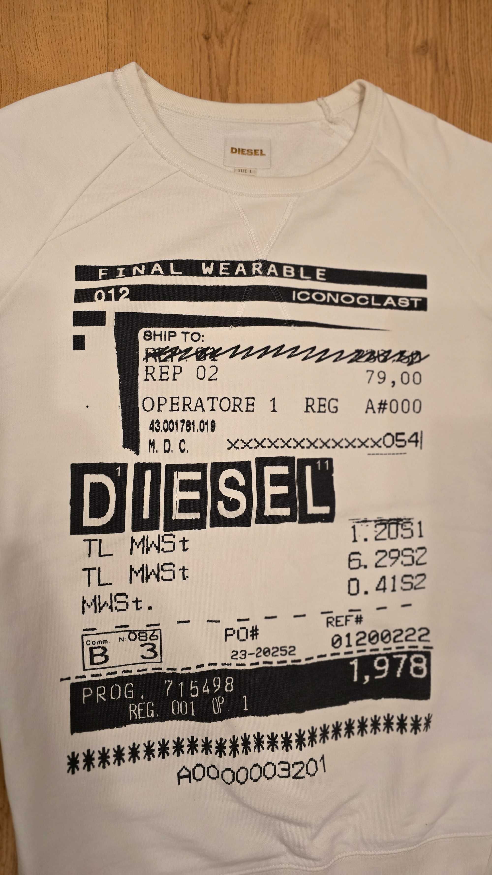 Diesel bluza męska vintage niepowtarzalna biała r. L