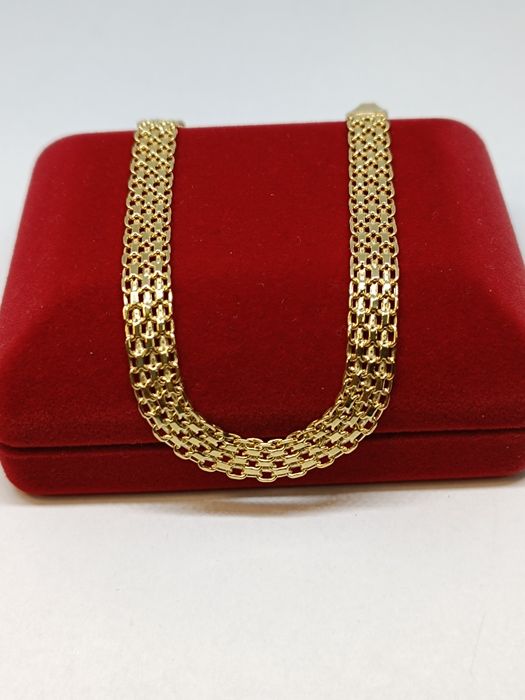 Złota bransoletka splot Bismark dł.19,5cm, złoto próby 585