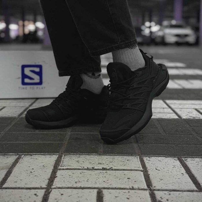 Мужские термо кроссовки Саломон черные с мехом Salomon зимние