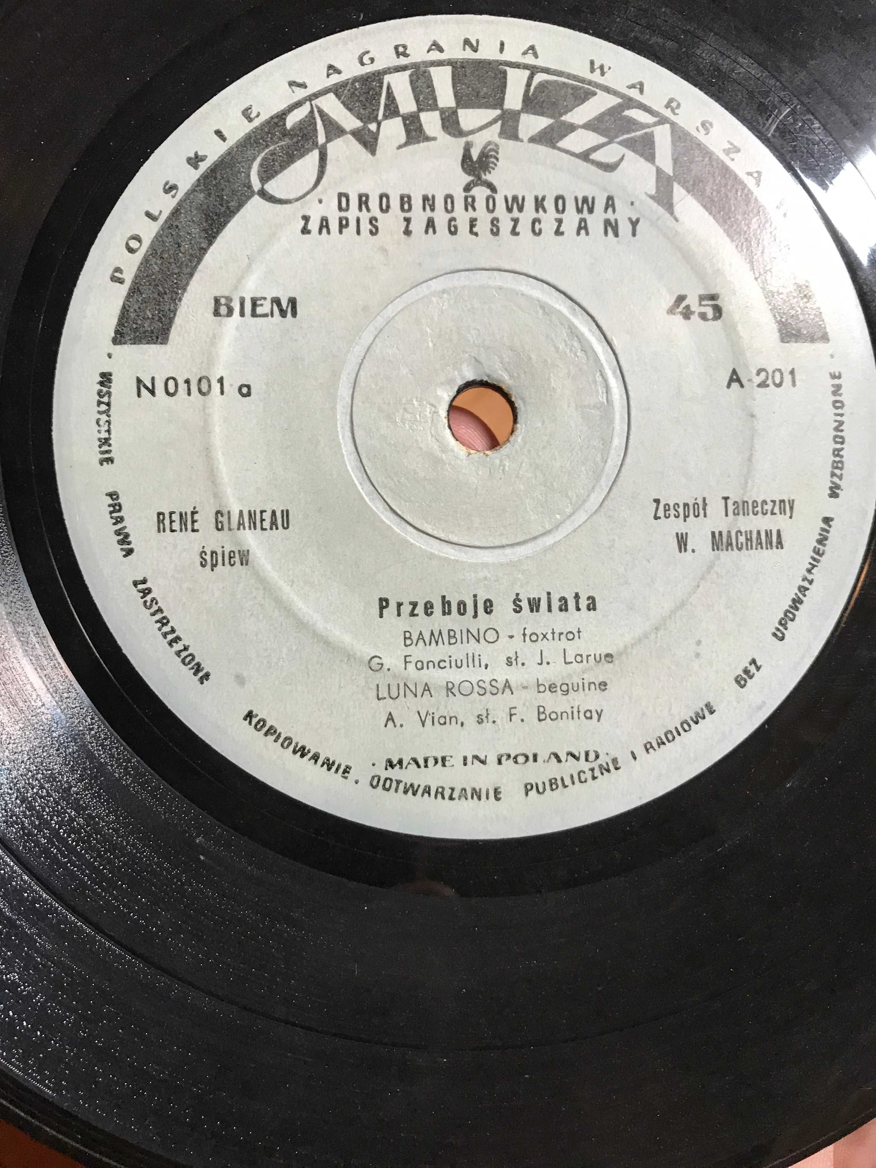 Płyta winylowa PRL 1960r. Rene Glaneau Przeboje świata Bambino  winyl