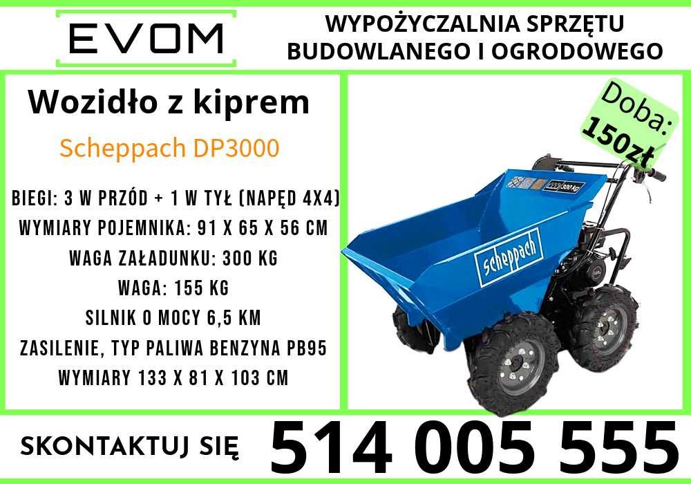 Rębak spalinowy, rozdrabniacz do gałęzi Evom wypożyczalnia sprzetu.