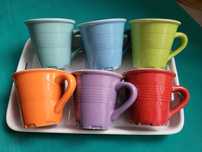 Multicolor Espresso Cups zestaw 6 kubeczków do kawy Rainbow + tacka