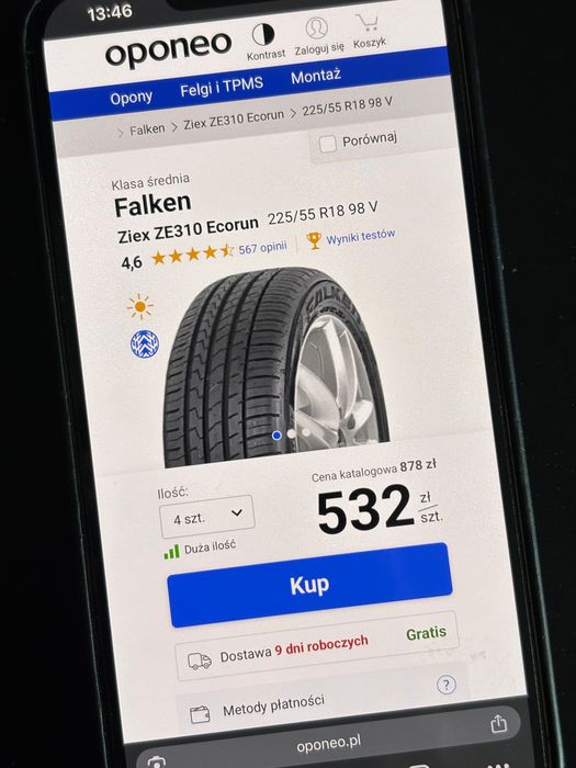 Falken Ziex ZE310 Ecorun 225/55 R18 98 V NOWE chr ux karoq tonale xc40