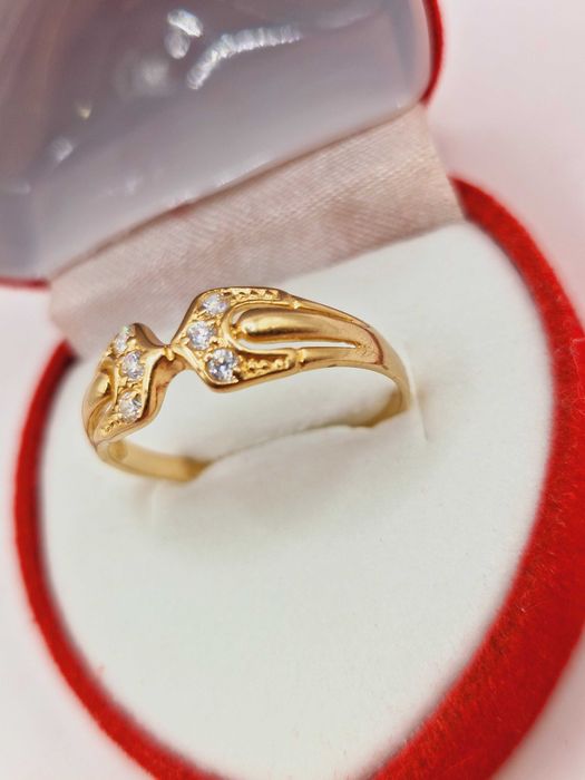 Ciekawy Złoty Pierścionek pr.585 (14K)