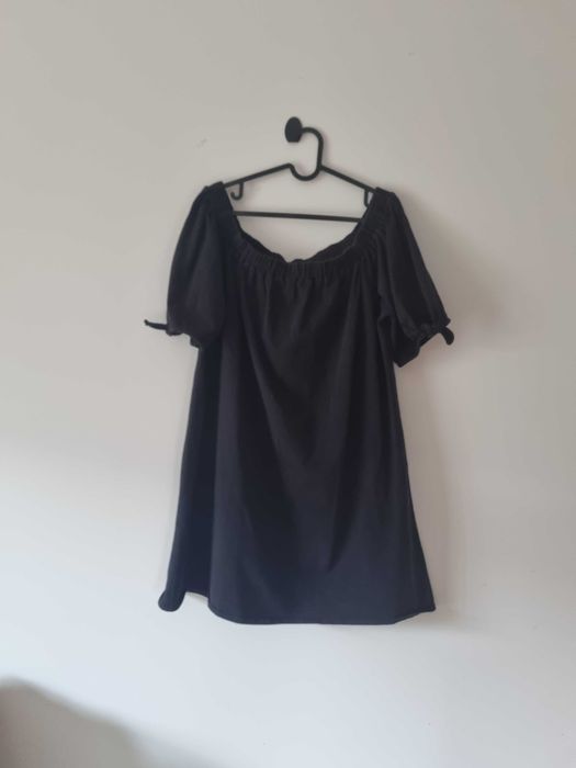 Czarna krótka sukienka hiszpanka długa bluzka tunika plus size