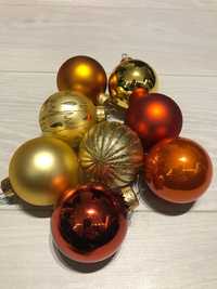 Ozdoby świąteczne zestaw bombki, łańcuchy, gwiazdki, złoto, pomarańcz