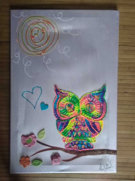 Quadro artesanal coruja