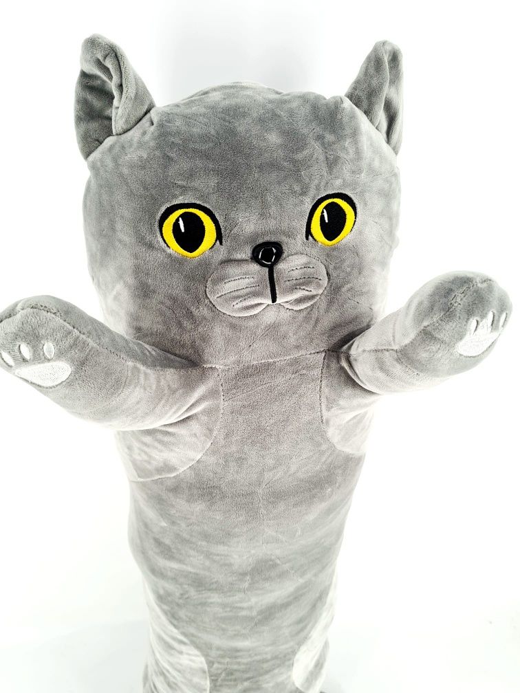 Nowy ogromny pluszak maskotka Kot Kotek szary 120 cm parówa - zabawki