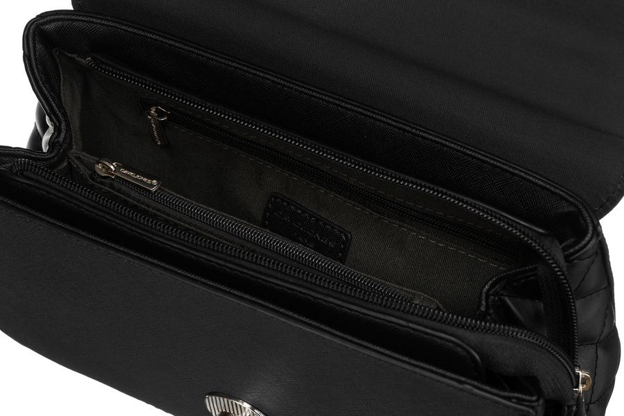 elegancka torebka w czarnym kolorze crossbody z pikowanymi bokami