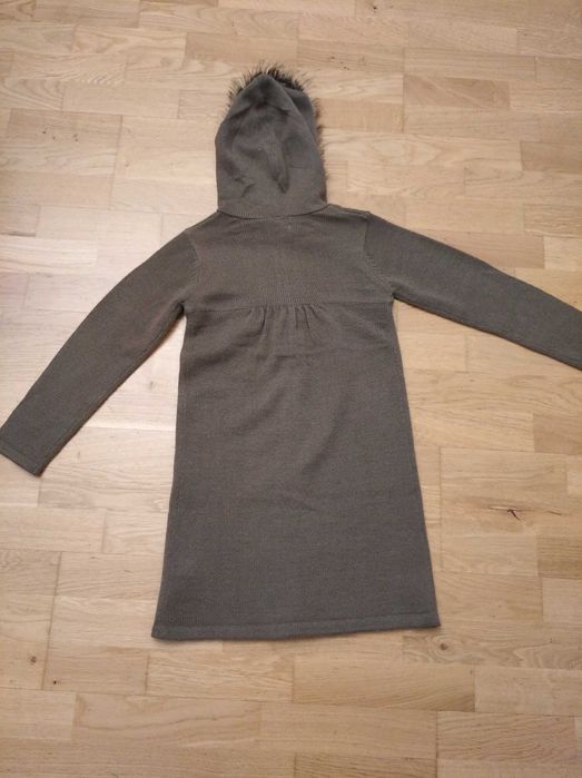 Sweter kardigan In Extenso 8 kaptur futerkiem dziewczęcy 120 narzutka