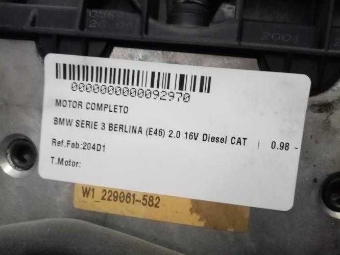 Motor BMW E46 320D  2.0 D 136 CV   204D1