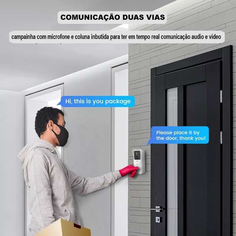 Video Porteiro Campainha +Sirene interior WIFI 5G Andoid Iphone (NOVO)