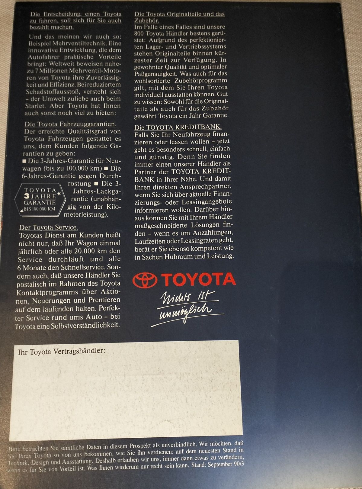 Revista Promocional Toyota Starlet P80