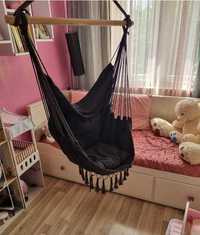 Wiszące krzesło brazylijskie fotel hamak czarne 130 cm 150 kg