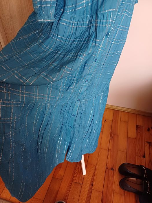 Sukienka bawełniana tetrowa z nitka srebrna XL