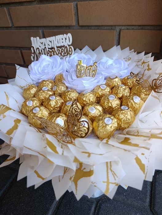 Bukiety ze zdrapkami  na ślub urodziny słodyczami