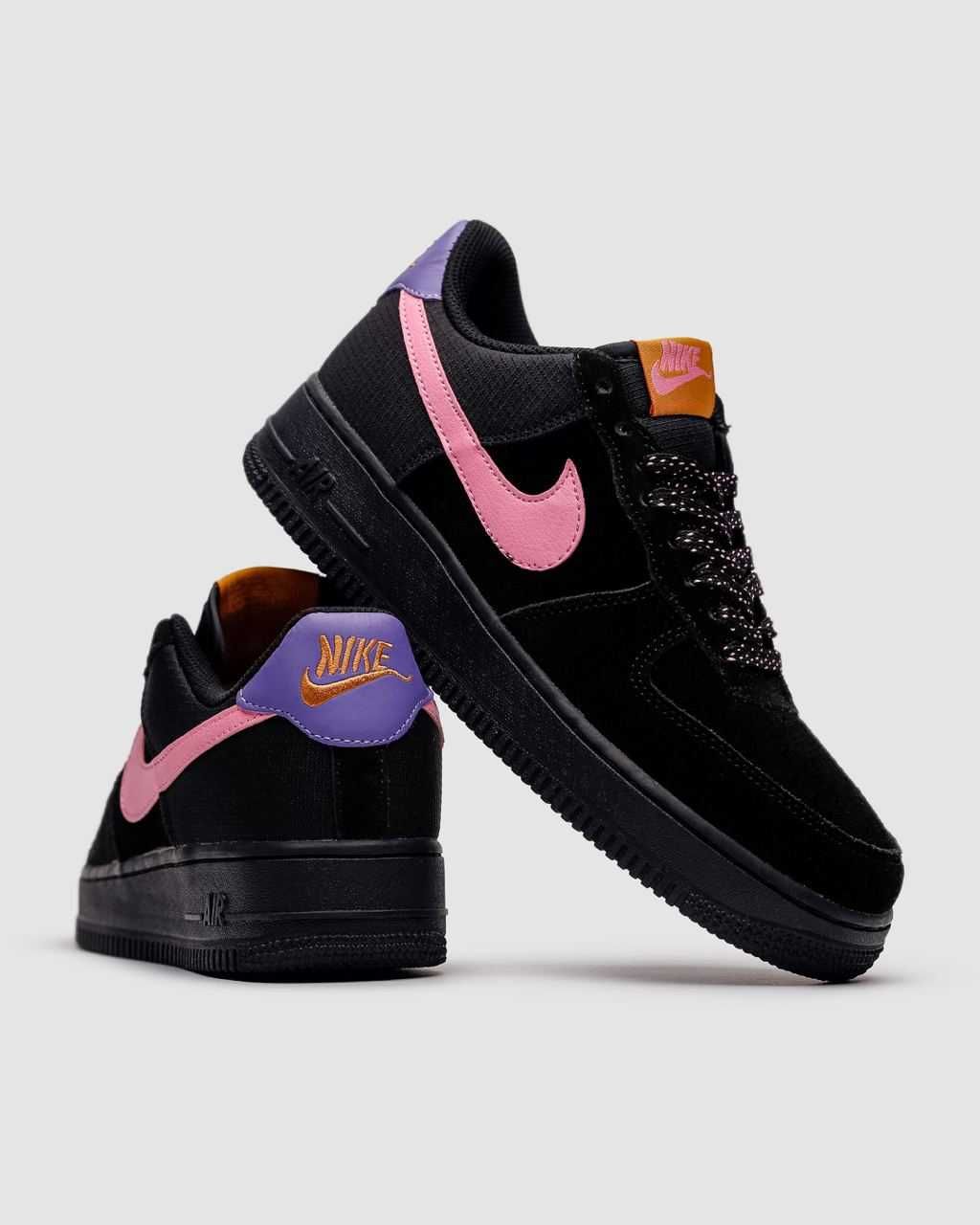 Жіночі кросівки Nike Air Force 1 чорний з рожевим  C-01074 ЯКІСТЬ