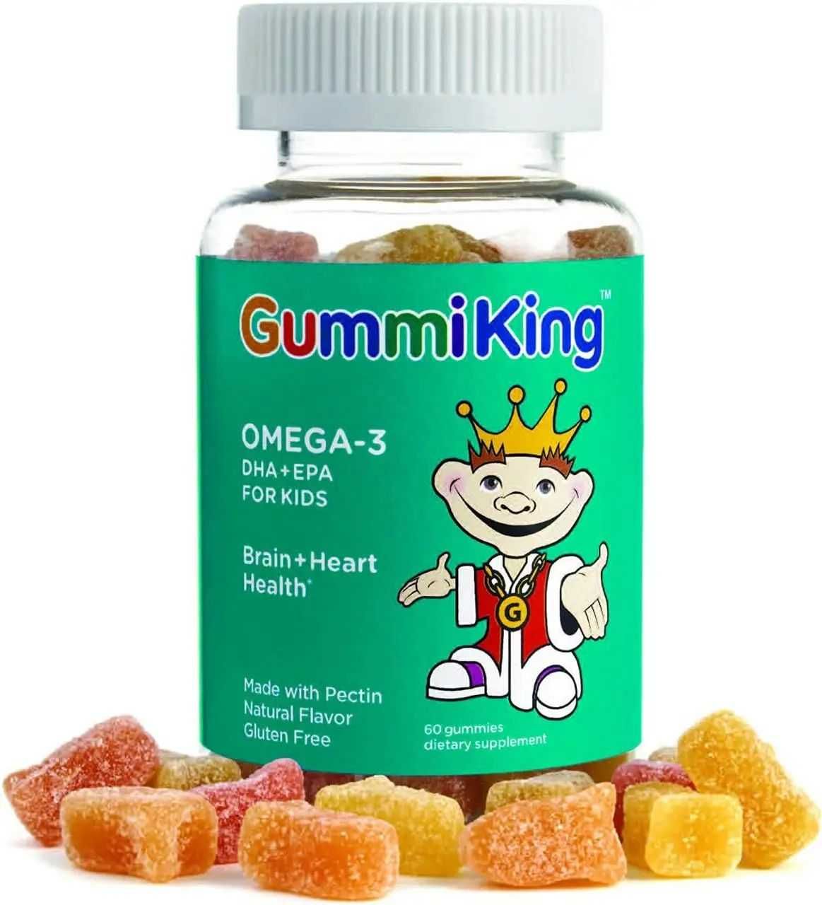 GummiKing Омега-3 ДГК ЭПК для детей, клубника, апельсин и лимон. 60