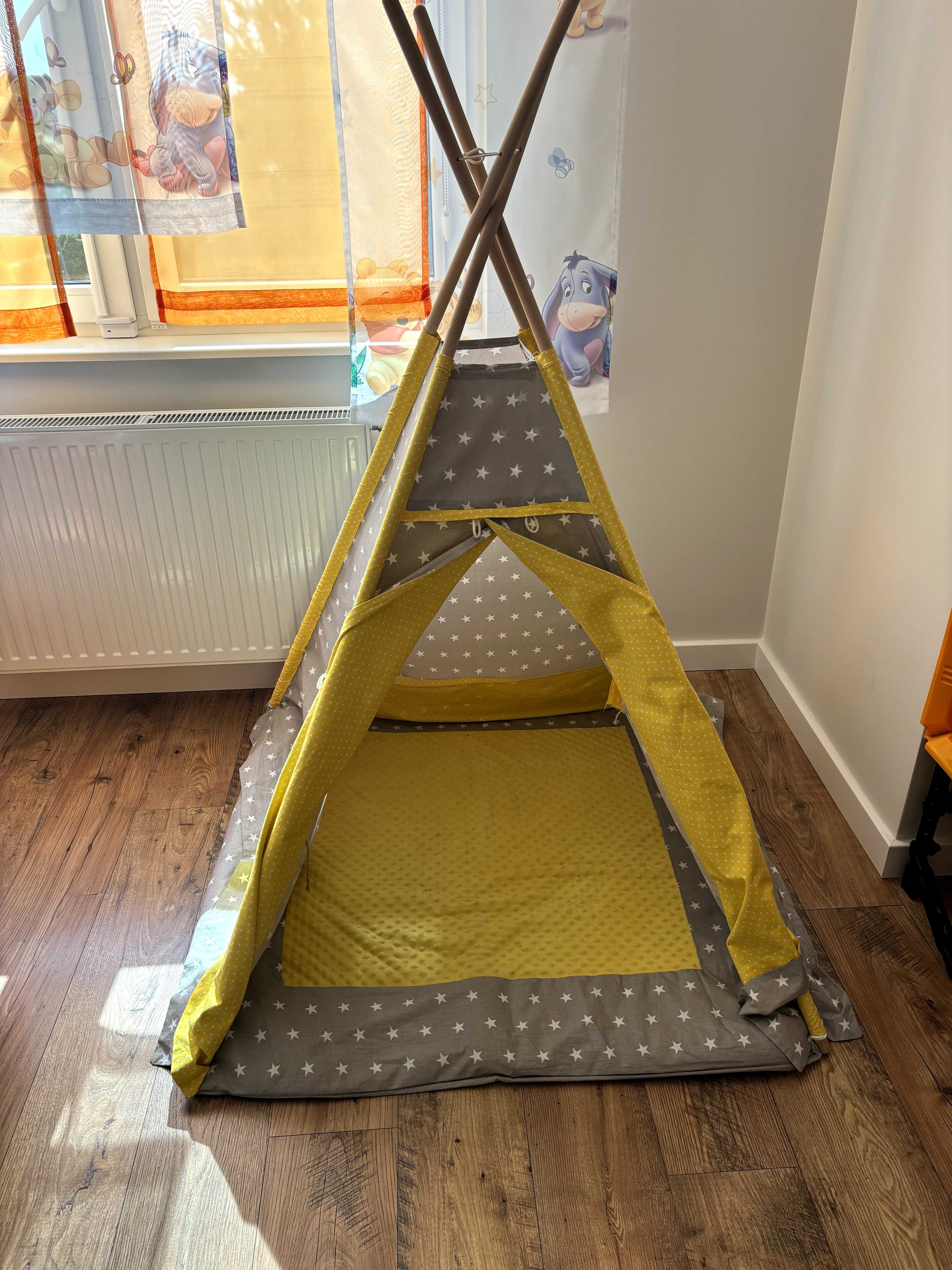 Namiot Tipi Teepee z Matą i 3 Poduszkami - Stan Bardzo Dobry!