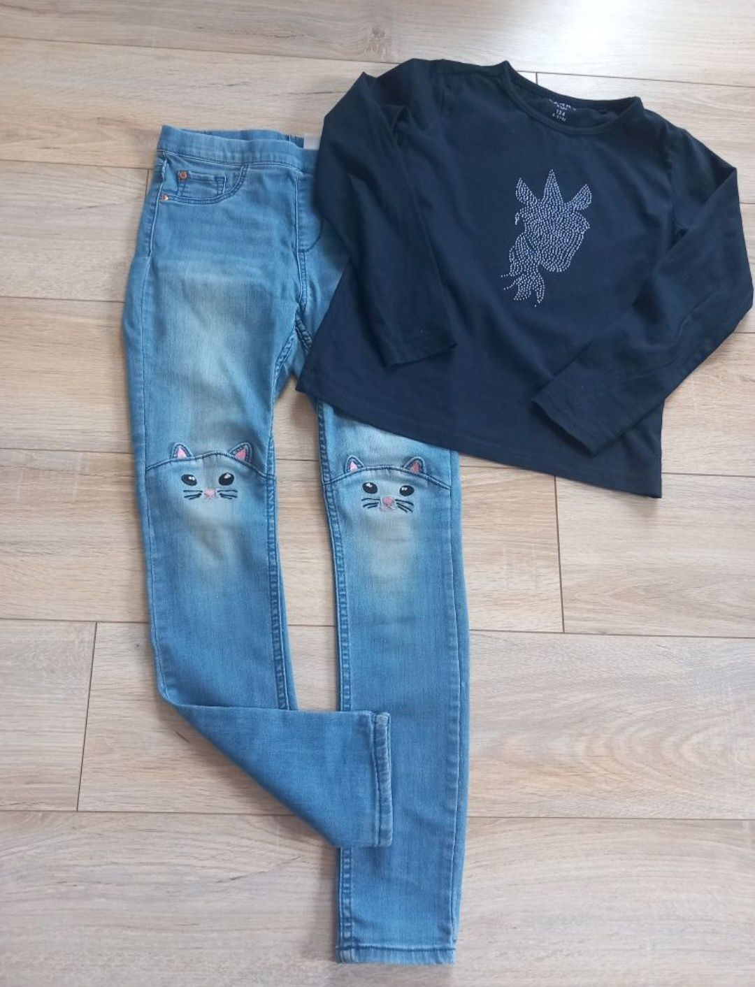 Legginsy jeansy h&m + bluzeczka carry