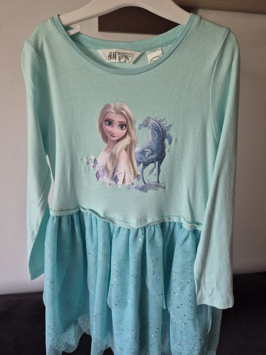 Turkusowa sukienka Elza H&M rozm. 110/116 cm