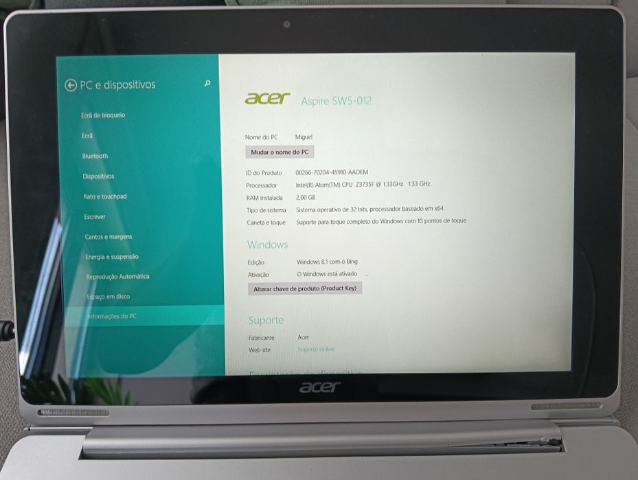 Computador híbrido Acer
