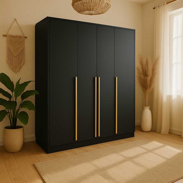 Szafa czterodrzwiowa 200 CM czarna *NOWOŚĆ*