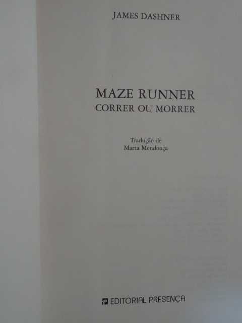 Maze Runner - Correr ou Morrer de James Dashner