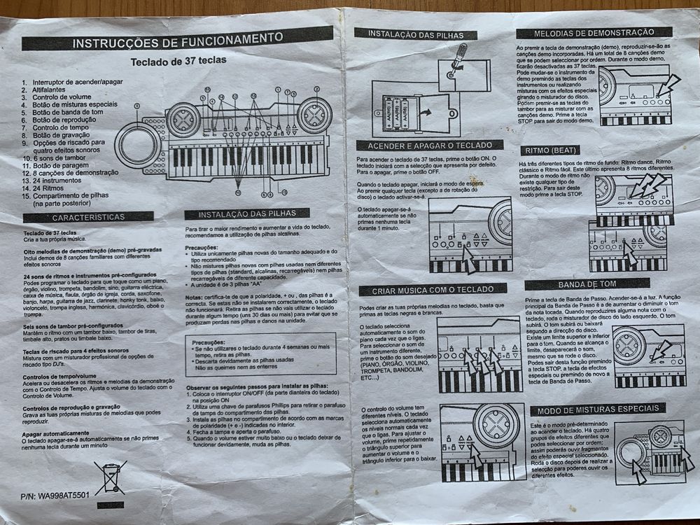 Piano com 37 teclas