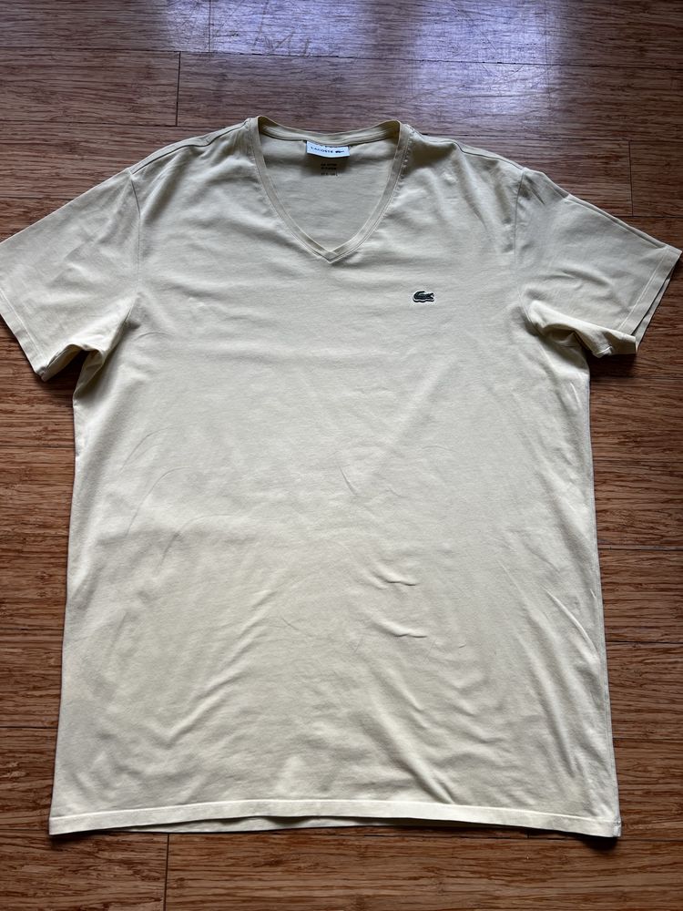 T-Shirt LACOSTE 2 szt w serek żółta i fioletowa rozm 36-38-40