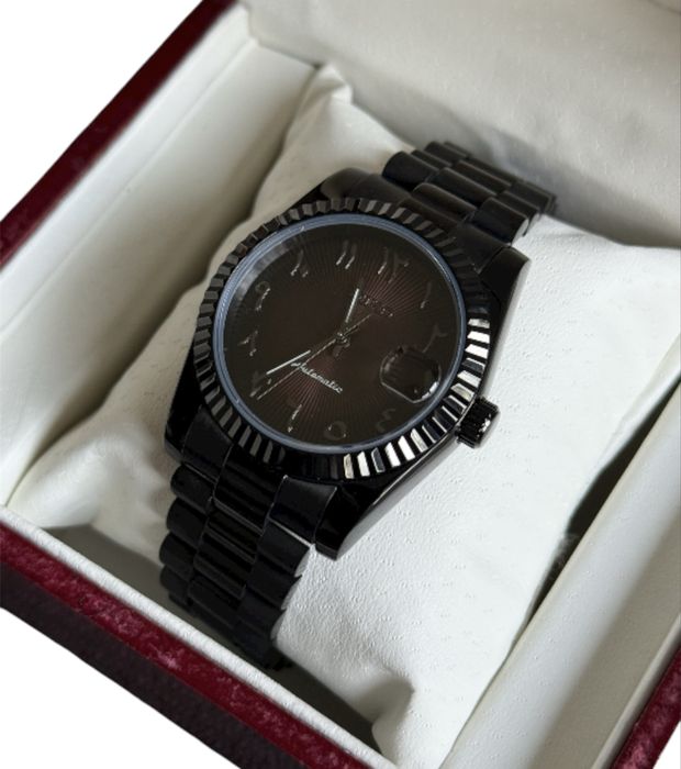 Zegarek seiko czarny metaliczny czerwonym nowy automatyczny arabic