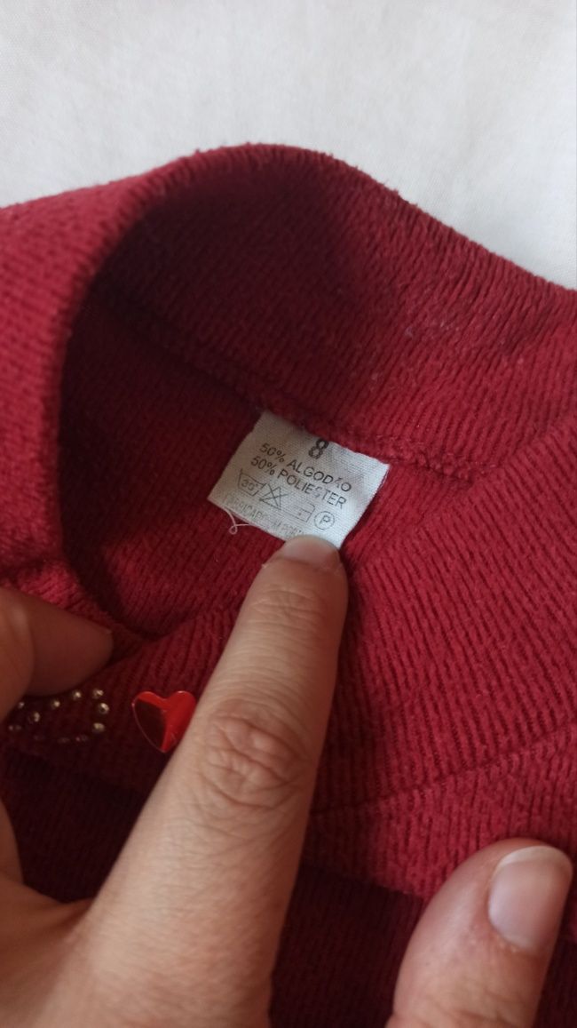 Camisola manga comprida vermelha criança 8 anos C&F