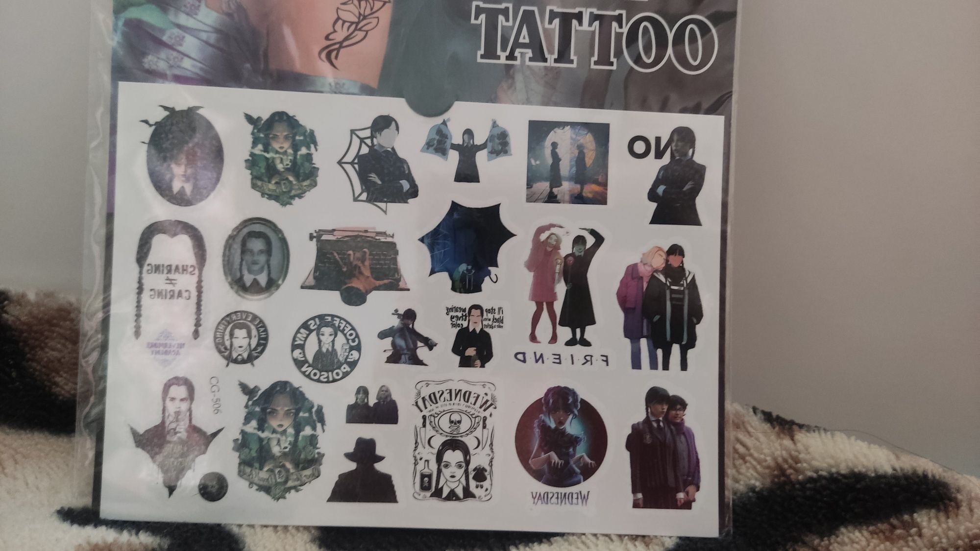 Наклейки татуювання з серіалу Wednesday