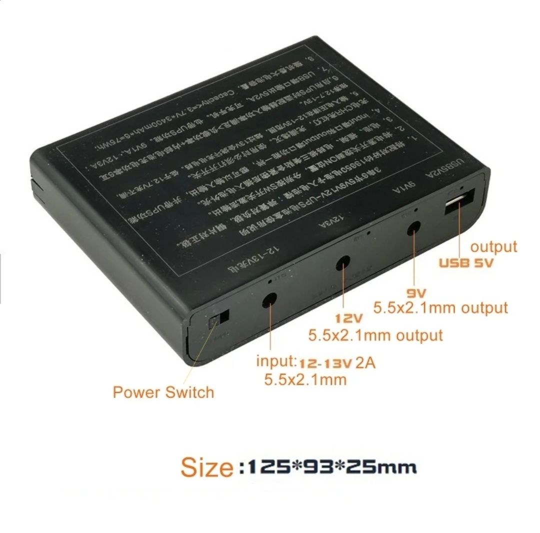 Міні ups 12/9/5в акумулятори 18650 для роутера